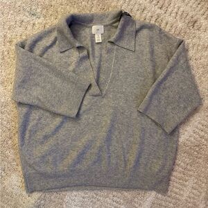 H&M Gray collared 3/4 sleeve women’s sweater